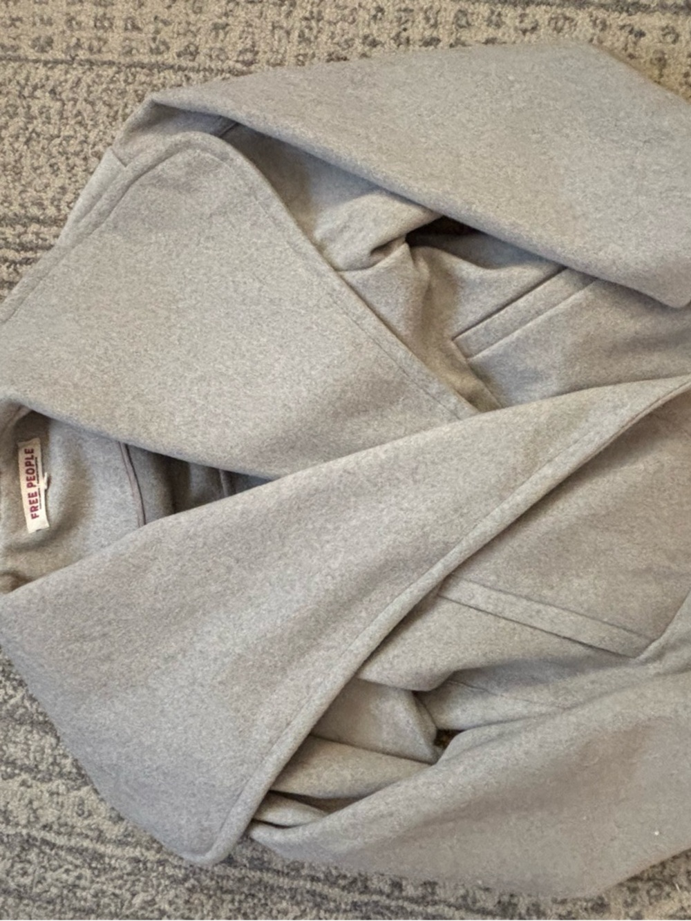 Free People Light beige gray Draped Shawl Collar Pea Coat - Picture 4 of 6